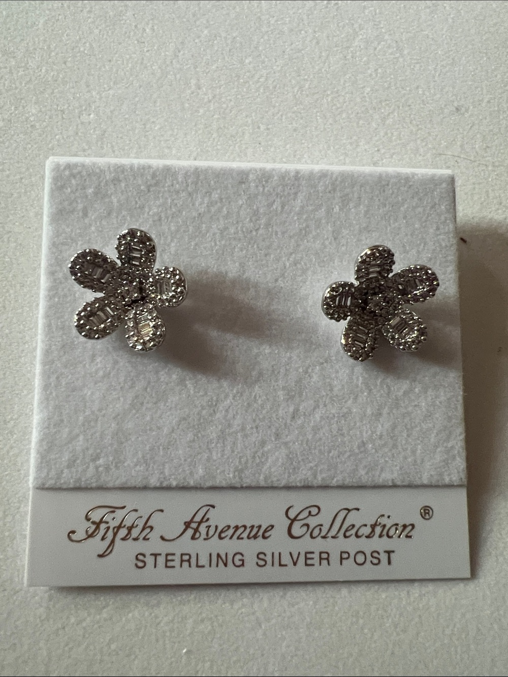 Silver Floral Stud Earrings - Silver